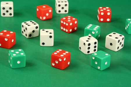 many dices of three different colors