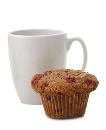 muffin and mug, white backgroundの写真素材