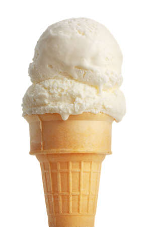 vanilla ice cream cone, white backgroundの写真素材