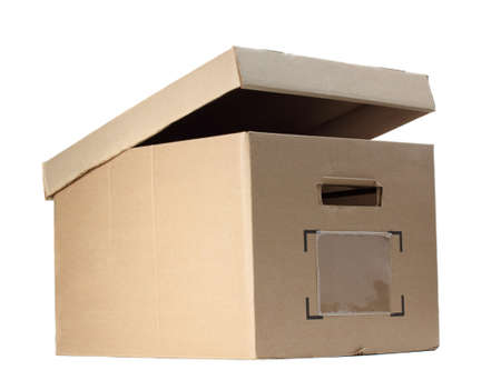 nice brown cardboard box, isolated on white backgroundの写真素材