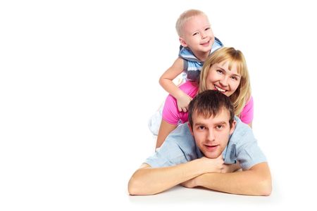 happy young couple with their four year old sonの写真素材