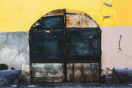 old door of the building in Portovenere, Italy, in March 2018の写真素材