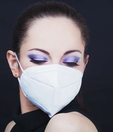 Woman wearing a face mask, epidemia conceptの写真素材