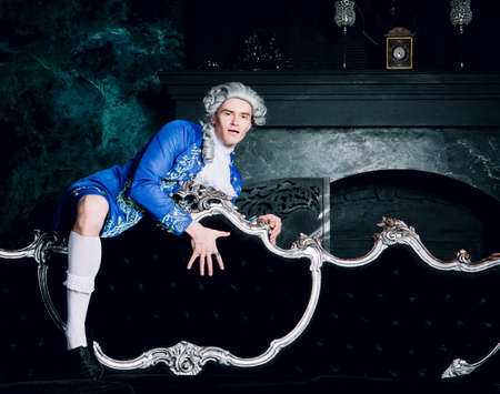 actor dressed as an aristocrat from the eighteenth century wearing a wigの写真素材
