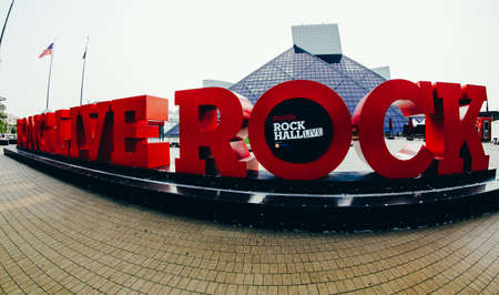 Cleveland, Ohio, USA - July 19, 2021: Rock and Roll Hall of Fame entrance.のeditorial素材