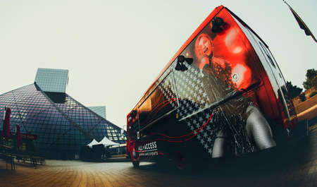 Cleveland, Ohio, USA - July 19, 2021: Rock and Roll Hall of Fame entrance.のeditorial素材