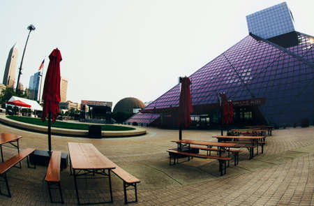 Cleveland, Ohio, USA - July 19, 2021: Rock and Roll Hall of Fame entrance.のeditorial素材