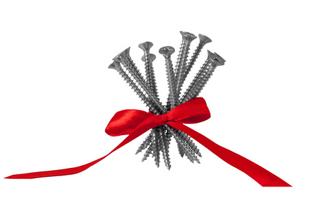 Self-tapping isolated on white background close-up.The gift can be in the day of the builder.の写真素材