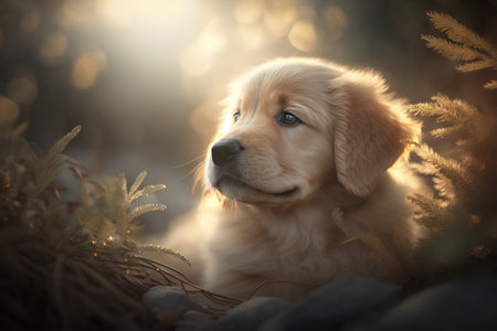Golden Retriever puppy, Generative AIの素材