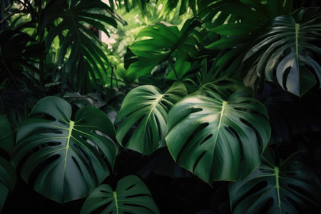 Monstera plant in tropical forest Generative AIの素材
