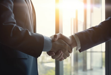 Two businessman shaking hands Generative AIの素材