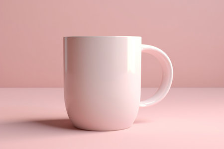 White mug mock up on pink background Generative AIの素材