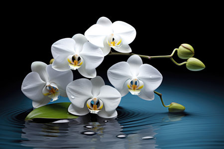 White orchid flowers in water, spa concept Generative AIの素材