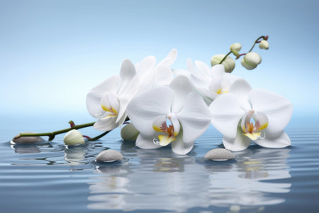 White orchid flowers in water, spa concept Generative AIの素材