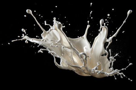 Splash of milk on black backgroundの素材