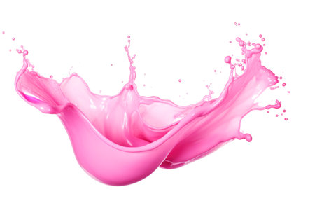 pink paint splashing isolated on white background.の素材