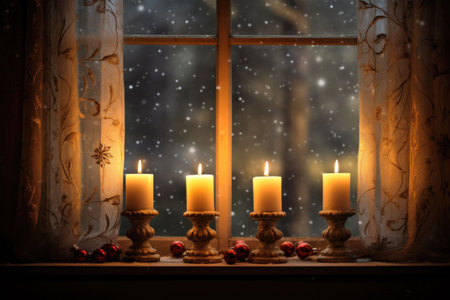 Four golden candles fo Christmas Adventの素材