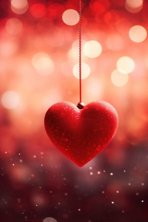 Red heart on soft background, Valentine's day cardの素材