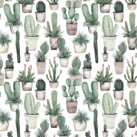 Seamless pattern with mexican cactus flowersの素材