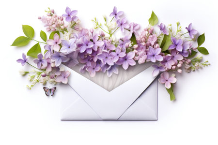 Envelope with spring lilac flowersの素材