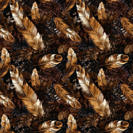 Boho style fluffy feathers seamless patternの素材