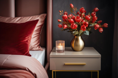 Red modern bedroom disignの素材
