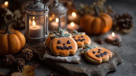 Halloween gingerbread cookies, autumn holidays treatsの素材
