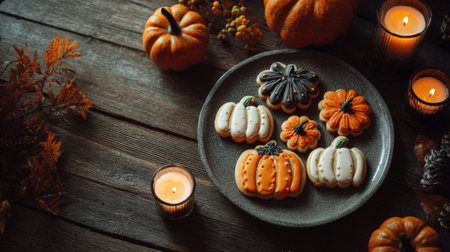 Halloween gingerbread cookies, autumn holidays treatsの素材