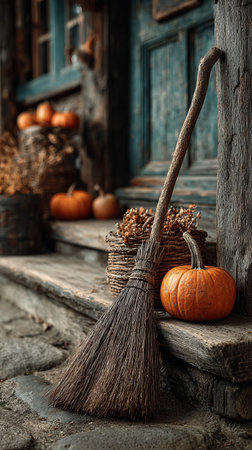 Halloween Holiday background with pumpkin in spooky atmosphereの素材