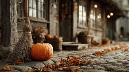 Halloween Holiday background with pumpkin in spooky atmosphereの素材