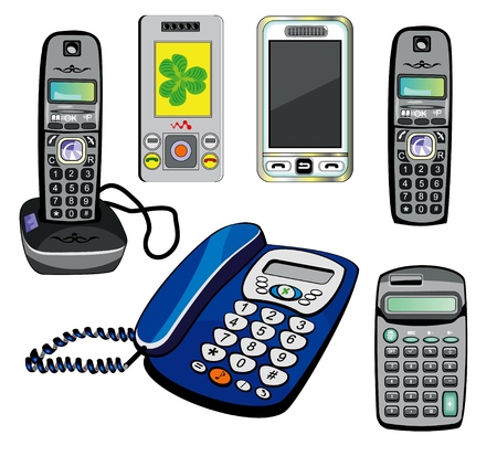 Isolated phones and calculatorのイラスト素材