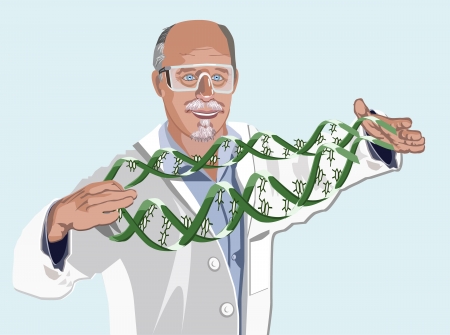 smiling doctor holding a DNAのイラスト素材