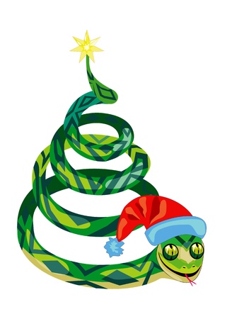 snake in the form of Christmas treeのイラスト素材