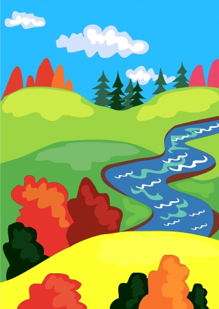 beautiful autumn landscapeのイラスト素材