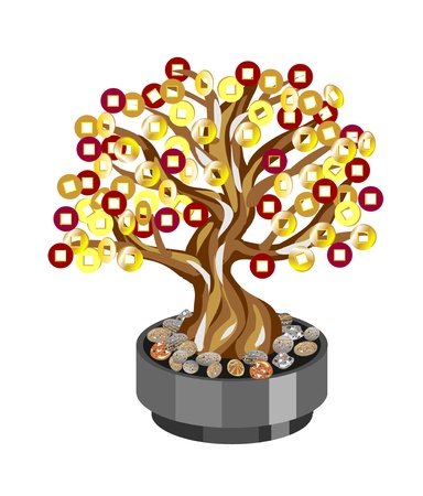 Decorative artificial tree brings the Happinessのイラスト素材