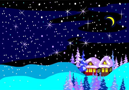 blue winter landscapeのイラスト素材