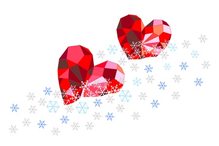 Ruby pink hearts in the snowのイラスト素材