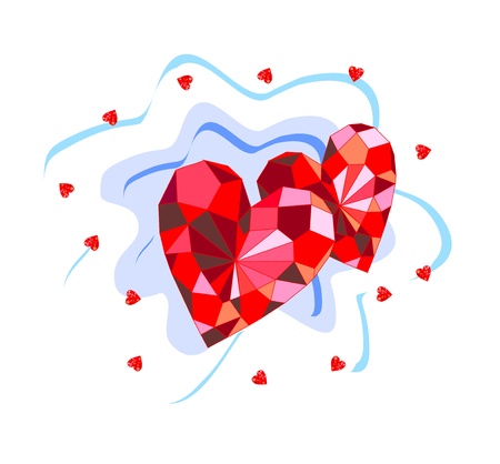 Beautiful background with ruby heartsのイラスト素材