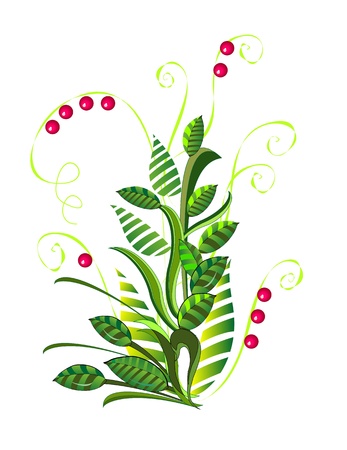 green abstract bush with berries のイラスト素材