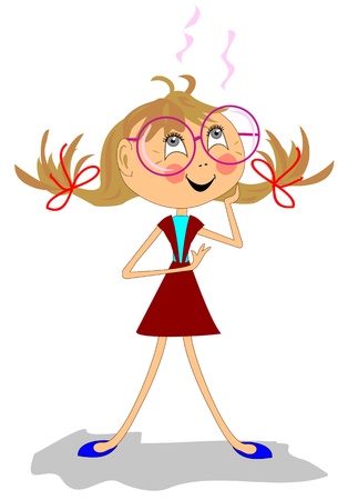 Cheerful clever girl with glasses のイラスト素材