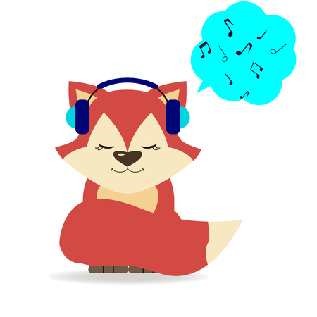 Fox in headphones.のイラスト素材