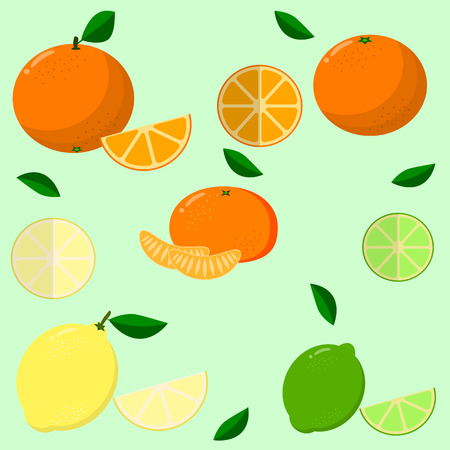 Illustration of juicy and ripe fruits in a set.のイラスト素材