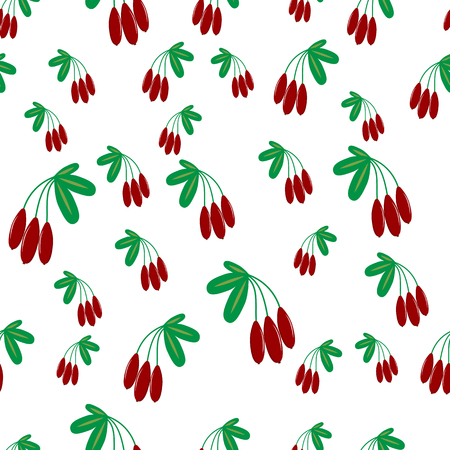 Seamless pattern of berries with red barberry on a white background.のイラスト素材