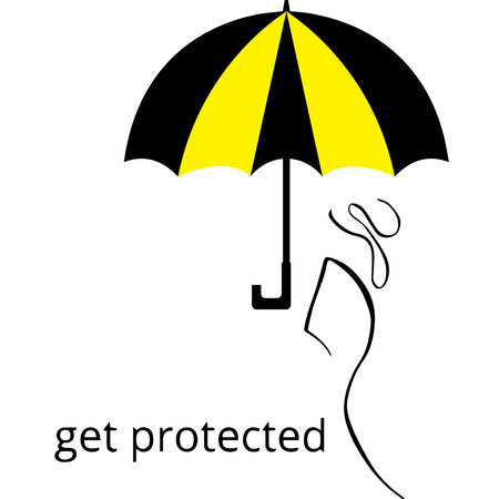 Illustration of an umbrella with the text: Get Protected.のイラスト素材