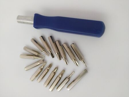 Set of screwdriver, blue and silver colorの写真素材