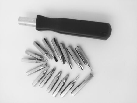 Set of screwdriver, black and white imageの写真素材