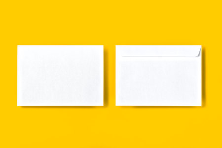 White envelope mockup, blank template, isolated backgroundの写真素材
