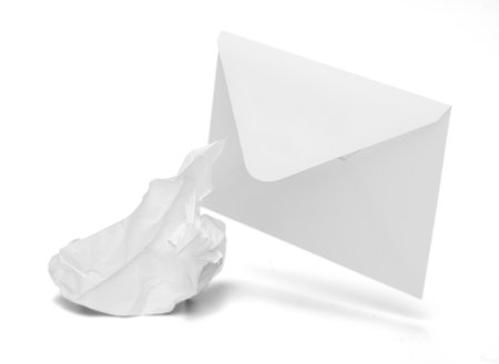 Crumpled paper ball and envelope