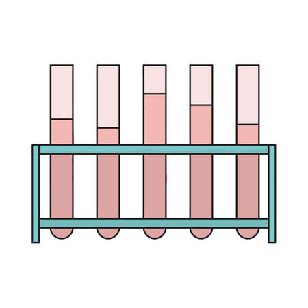 Pink test tubes in a green stand.のイラスト素材