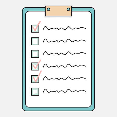 List on a white sheet with green and yellow details.のイラスト素材